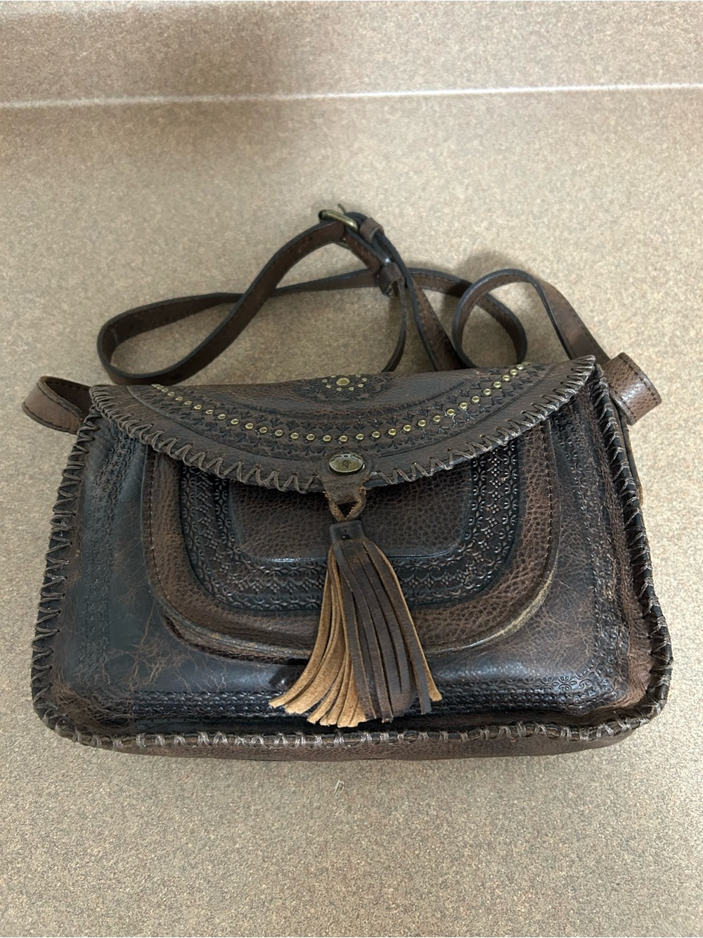 Patricia Nash Beaumont Leather Crossbody Bag with Tassel - Picture 11 of 15